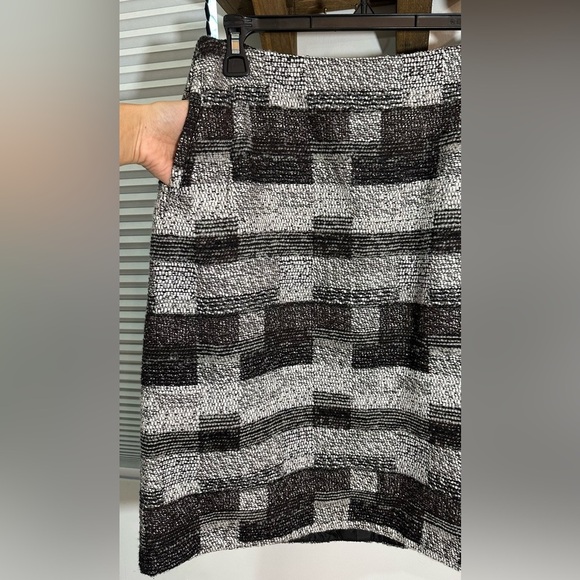 NWT Oscar de la Renta Grey Checkered Tweed Wool Blend Skirt Pockets Silk Lined 8 - Picture 2 of 14